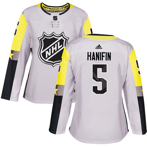 Adidas Hurricanes #5 Noah Hanifin Gray 2018 All-Star Metro Division Authentic Women's Stitched NHL Jersey - Click Image to Close